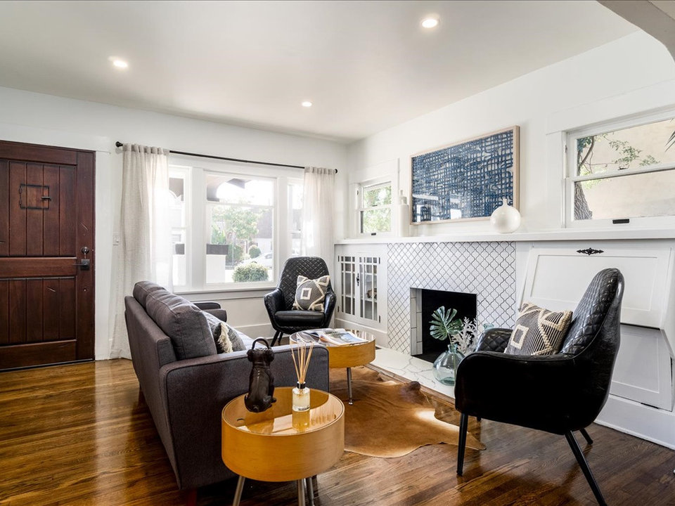 Living room renovation, original hardwood floors restored